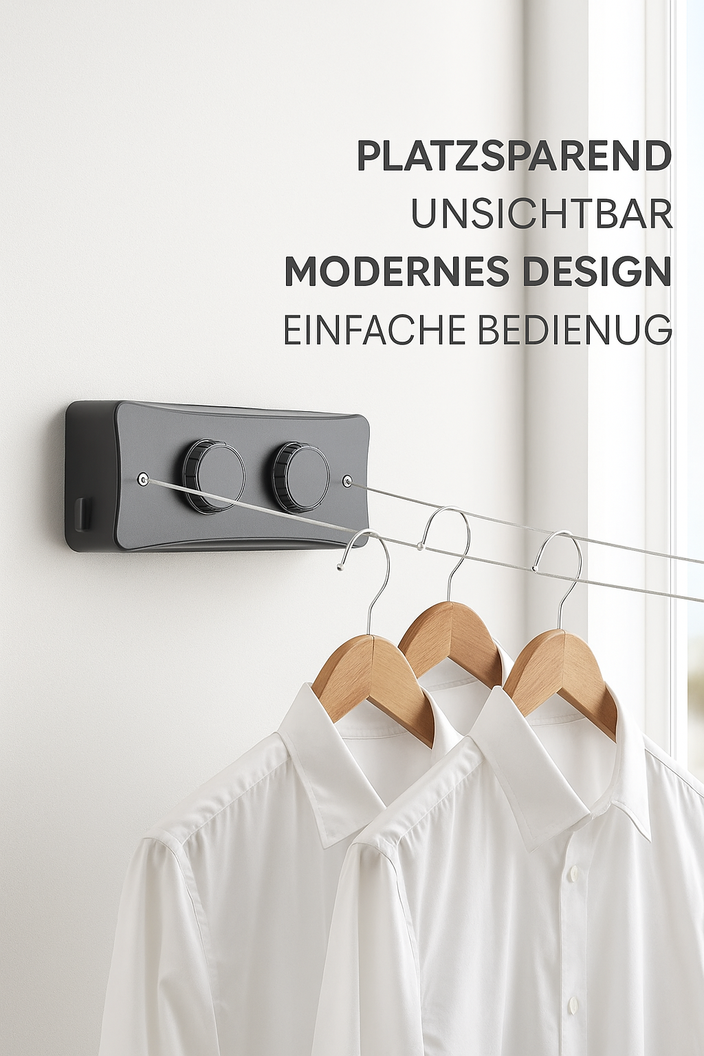 FlexiClean ausziehbare Wäscheleine kompakt platzsparend für Balkon und kleine Wohnungen