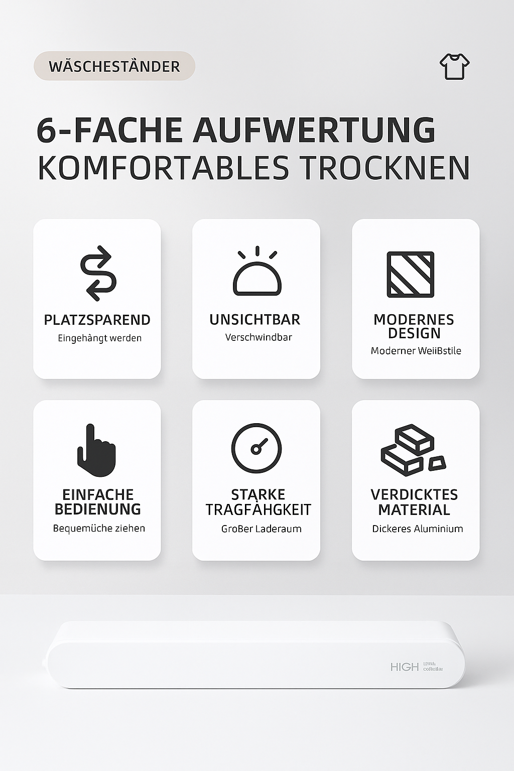 FlexiClean Wäscheleine Installationsanleitung und technische Daten
