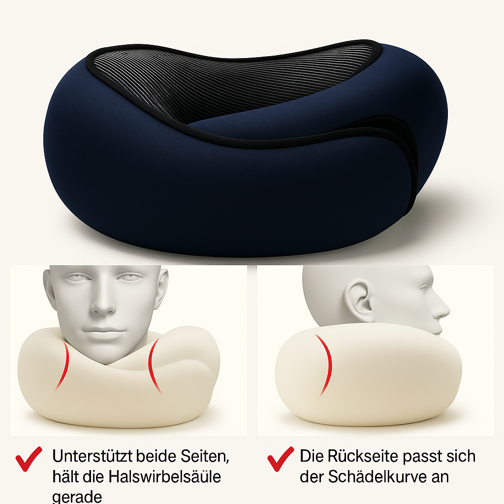 RelaxGo Reisekissen perfekte Passform für Nacken und Kopf
