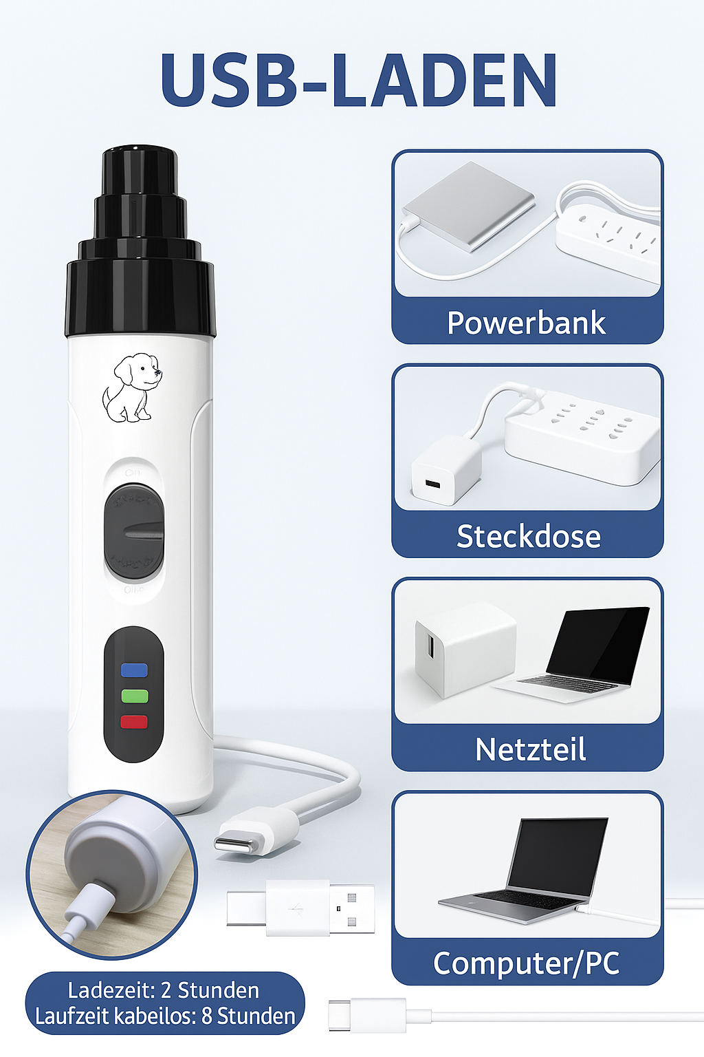 KrallenProfi Krallenschleifer USB aufladbar kabellos
