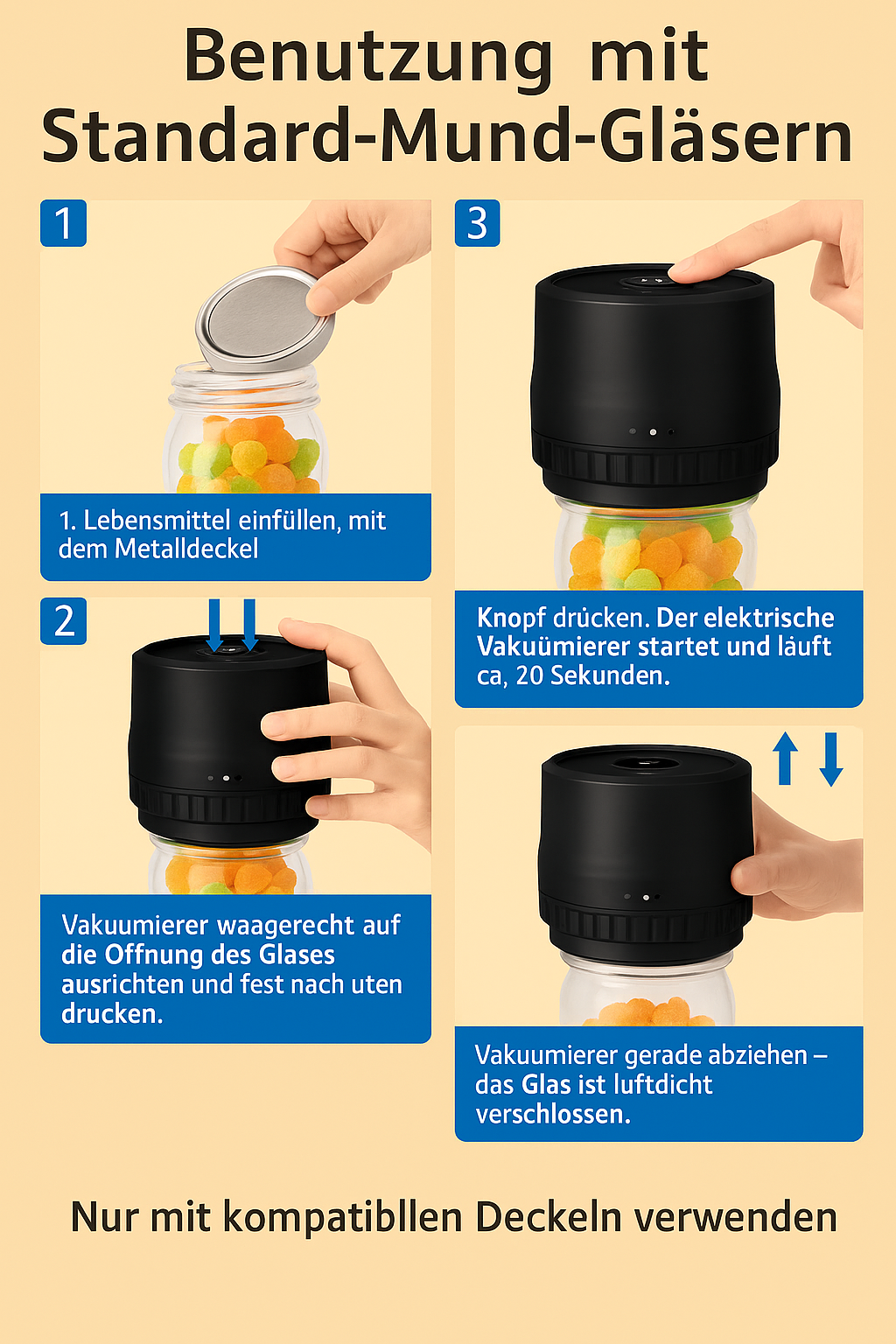 FoodSaver Mini in Verwendung Lebensmittel vakuumieren
