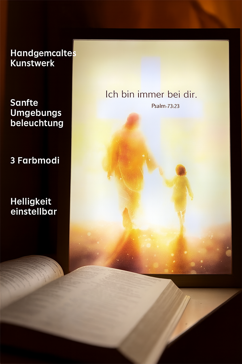 JesusLicht LED-Lampe religiöses Motiv handgemacht Dekoration
