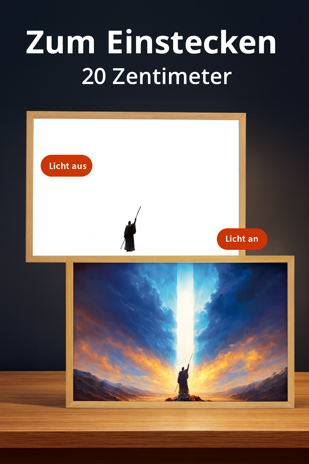 JesusLicht LED-Lampe Jesus auf Wasser und Himmel  Motiv