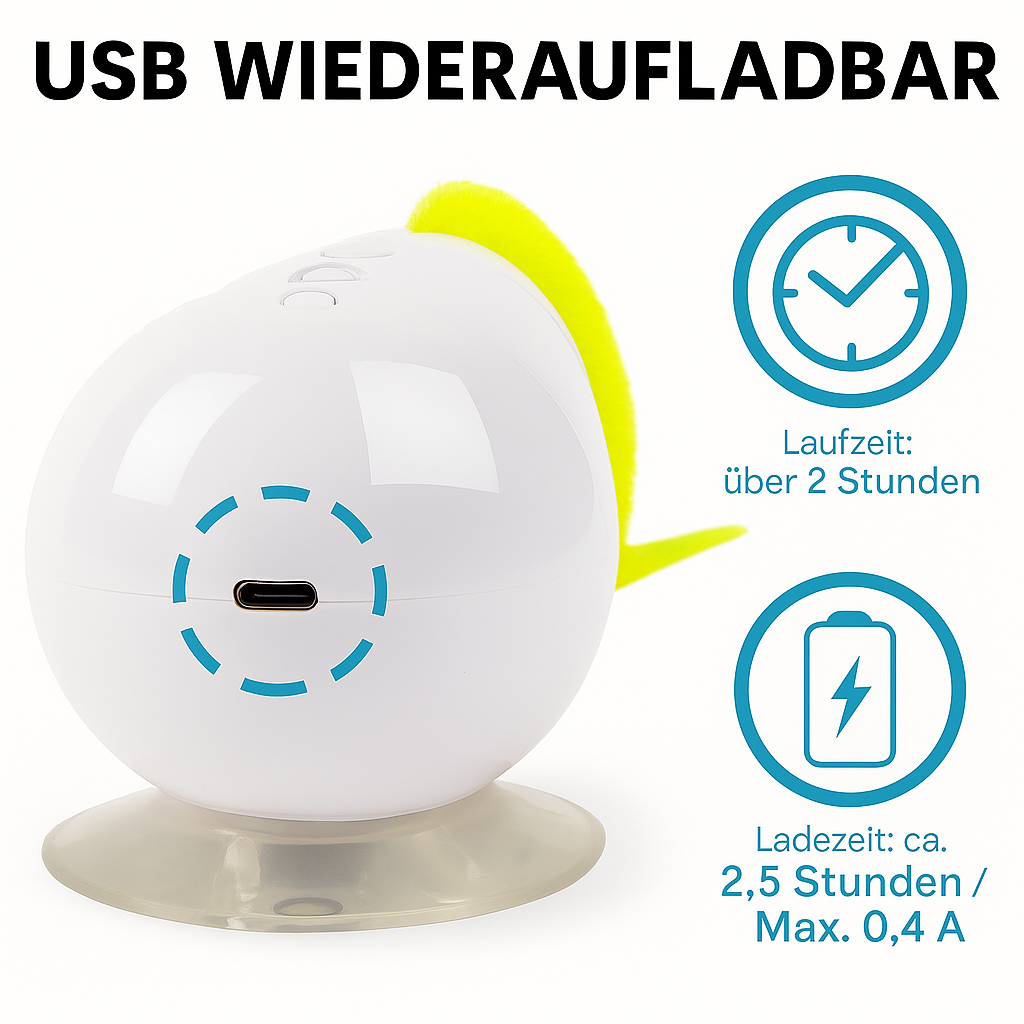 NeoCat Play Katzenspielzeug Akkulaufzeit und Details