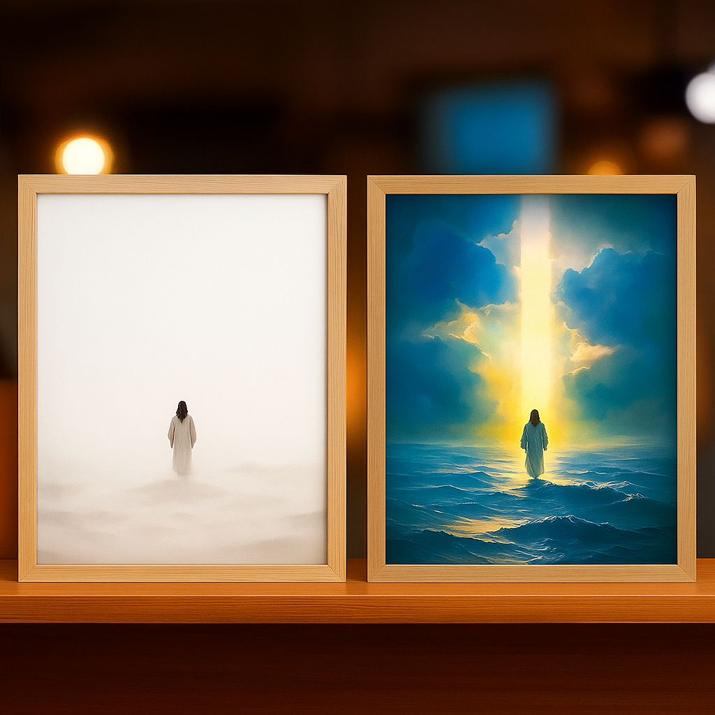 JesusLicht LED-Lampe Jesus auf Wasser Motiv
